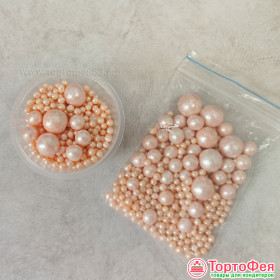 Шарики рисовые в глазури. Блеск &quot;Персиковый&quot; 2-13 мм, 20 гр      