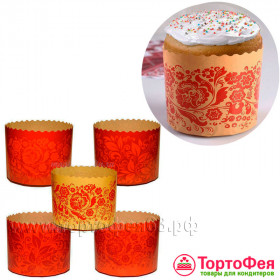 Форма бумаж. Кулич "Красная Пасха" 200-250 гр (9*9 см) / 4 шт 