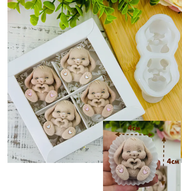Форма силиконовая Милый зайка, 4*4 см
