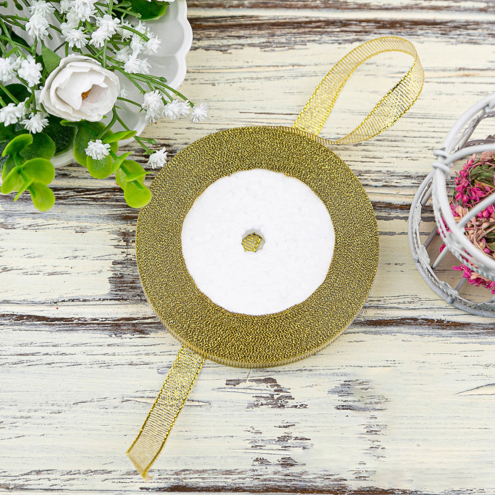 Лента  парчовая Золото 1,2 см, 22 м