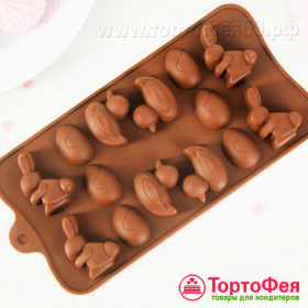 Форма силиконовая "Уточка, кролик, яйцо"