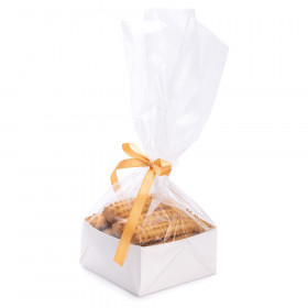 Пакет прозрачный 10*10 см, высота 31 см, с подложкой-лотком (Белой) / 1 шт