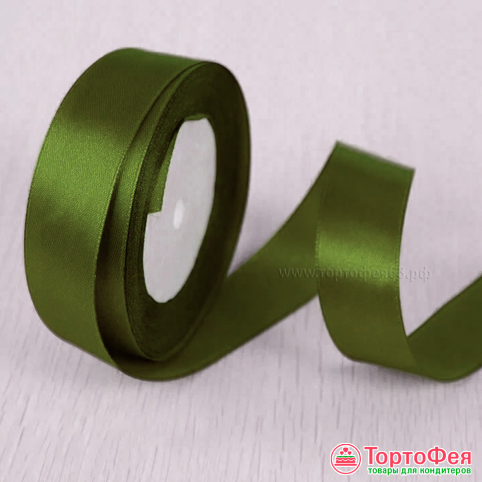 Лента атласная Хаки 2 см, 22 м