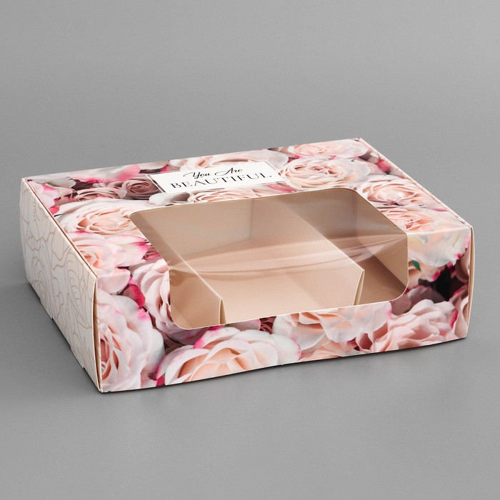 Коробка для 3 эклеров 20х15х6 см "Розы"