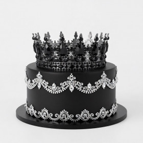 Украшение для торта "Корона черная с черными камнями"
