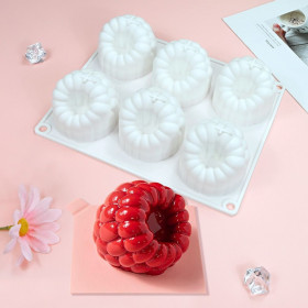 Форма силиконовая для муссовых пирожных &quot;Малина&quot;, 6 яч.