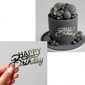 Декор из акрила "Happy Birthday", Серебро