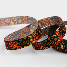 Лента атласная "Хохлома" 1,5 cм / 3 м