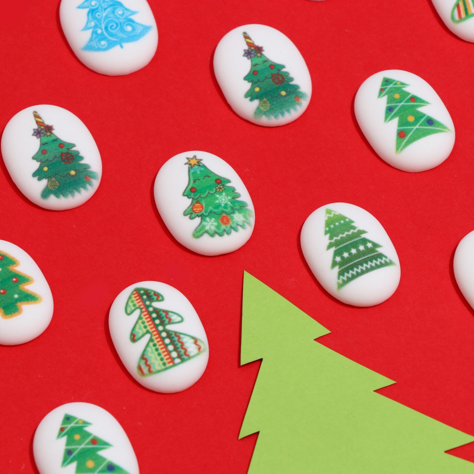 Сахарные медальоны "С Новым годом" 35*25 мм / 5 шт