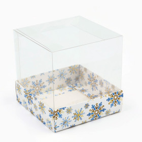 Коробка 10х10х10 см с прозрачным куполом &quot;Снежинки&quot;