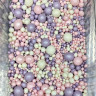 Шарики рисовые в глазури. Белые/розовые/сиреневые 2-13 мм, 25 гр    