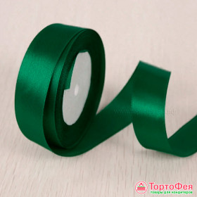 Лента атласная Темно-зеленая 2 см, 22 м   
