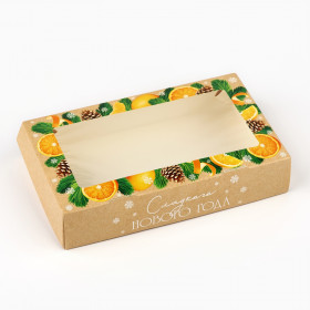 Коробка 20х12х4 см с окном &quot;Сладкого Нового года&quot;