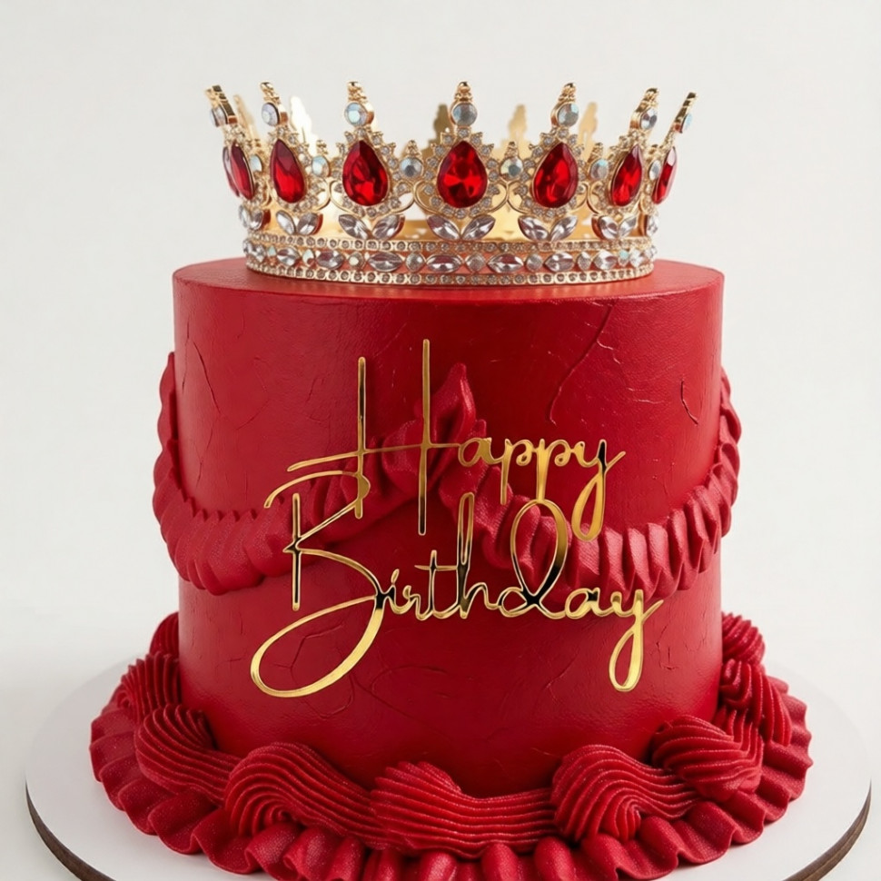 Украшение для торта "Корона с красными камнями"