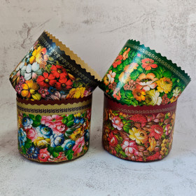 Форма бумажная Кулич "Жостово" 500 гр (13,4*10 см) / 5 шт