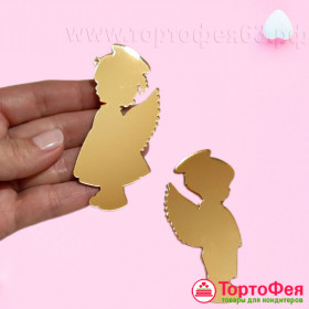 Декор из акрила &quot;Ангелочек Девочка&quot;, золотой / 7,5 см