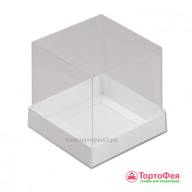 Коробка с прозрачным куполом 10х10х10 см , белая