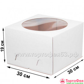 Коробка для торта 30х30х19 см с окном 