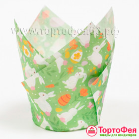 Форма бумаж. "Тюльпан" 50*80 мм, Кролики / 10 шт 