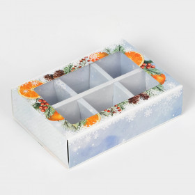 Коробка для 6 конфет с окном &quot;Новогоднее настроение&quot; 