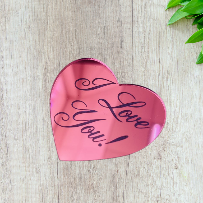Декор из акрила Сердечко "I Love You", розовое / 5 см 