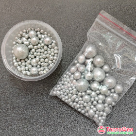 Шарики рисовые в глазури. Блеск &quot;Серебро&quot; 2-13 мм, 20 гр 