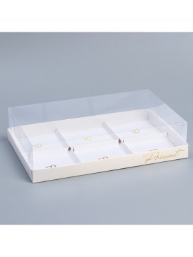Коробка для 6 муссовых пирожных 27х17х6,5 см с прозрачной крышкой &quot;Present&quot;
