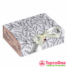 Коробка 16,5х12,5х5 см с окном, &quot;Листочки&quot;  