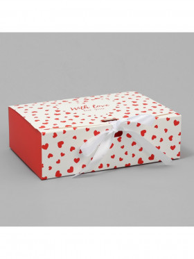 Коробка 16,5х12,5х5 см, "Сердечки"