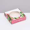 Коробка с откидной крышкой 11х11х3 см, "С 8 Марта"