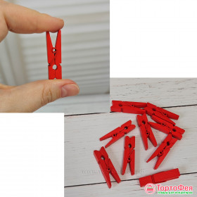 Прищепки-мини декоративные 3,5 см, Красные / 10 шт  