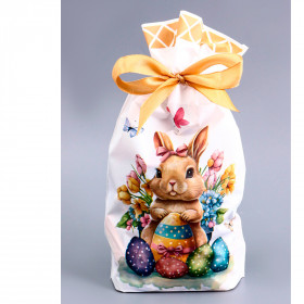 Пакетик с лентой 15х20 см "Пасхальный зайчик", 1 шт