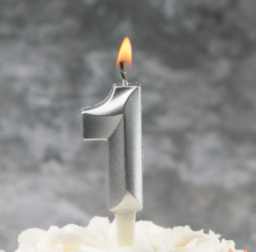 Свеча &quot;Цифра 1&quot;, серебро / 5 см 