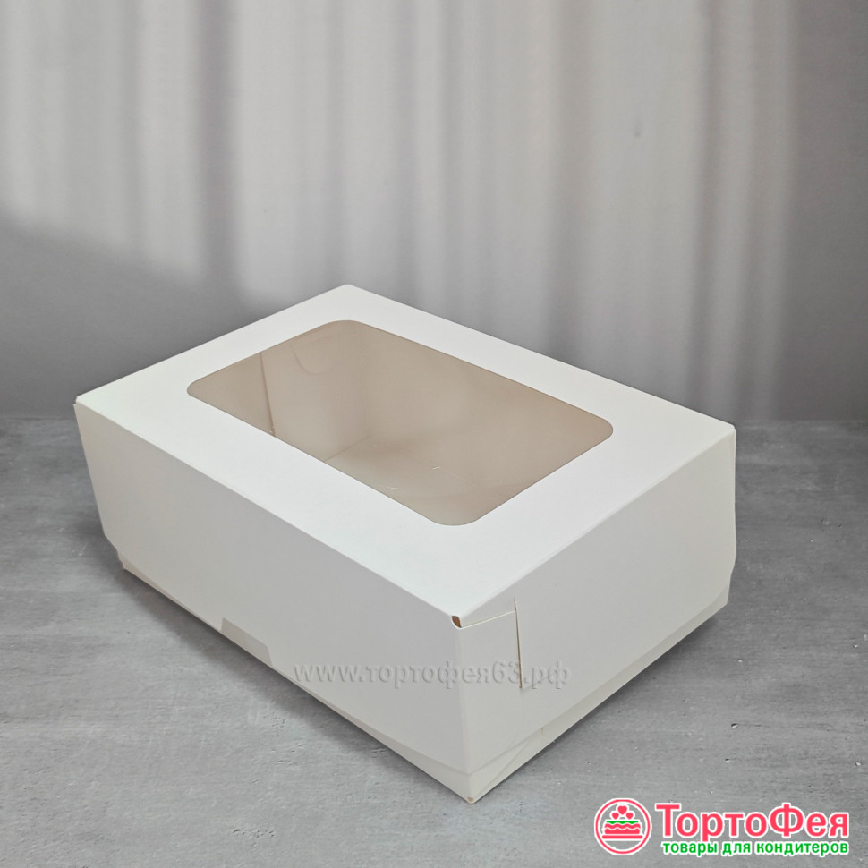 Коробка 19х13х7,5 см с окном, белая