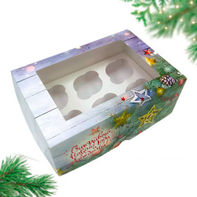 Коробка для 6 капкейков с окном &quot;Сказочного Нового года&quot;
