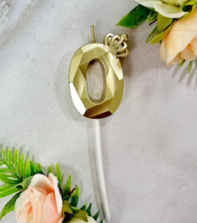 Свеча &quot;Цифра 0&quot; с Короной, золотистый / 5 см 