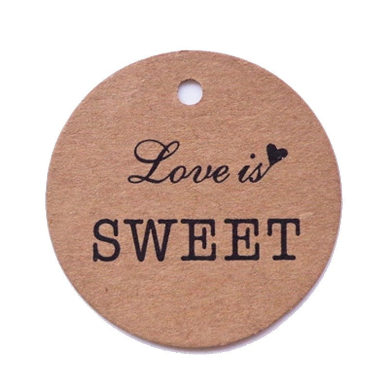 Бирки " Love is SWEET", картон, 4 см / 10 шт 