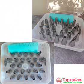Набор кондитерских насадок, 26 шт + 2 гвоздика + силиконовый мешок