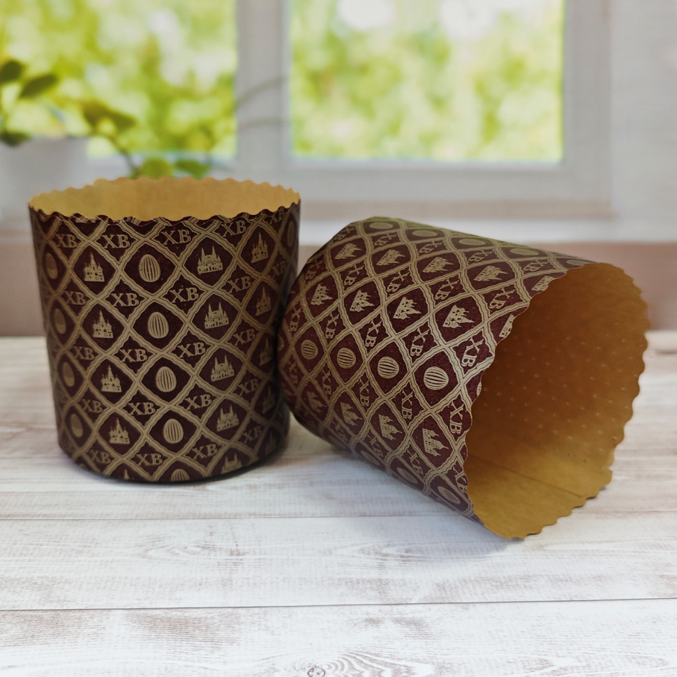 Форма бумажная Кулич "ХВ" 200-250 гр (9*9 см) / 10 шт 