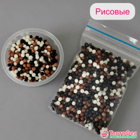 Шарики рисовые в глазури. Черный/Коричневый/Белый 3-4 мм, 25 г 