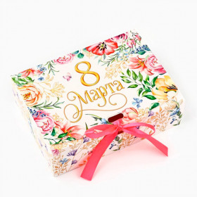 Коробка 16,5х12х5 см "8 Марта", цветы