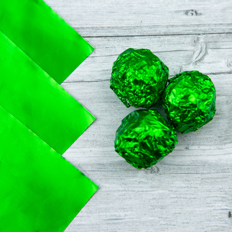 Фольга оберточная для конфет Зеленая 10*10 см /// 100 шт 