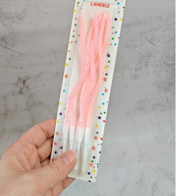  Набор свечей для торта Волнистые, Розовые, 15 см / 6 шт      