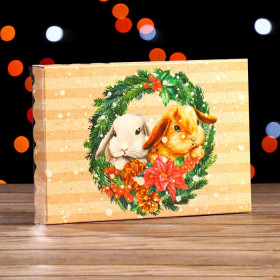 Коробка для пряников 22х15х3 см с прозрач.крышкой &quot;Зайчики&quot; 