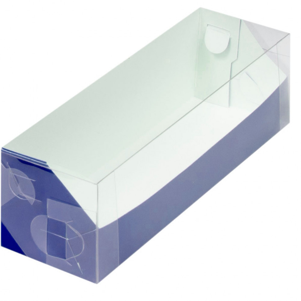 Коробка для макарони 19х5,5х5,5 с пластиковой крышкой, синяя