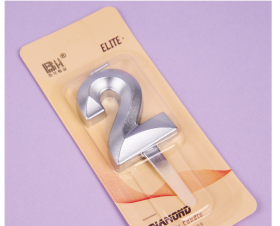 Свеча &quot;Цифра 2&quot;, серебро / 5 см 