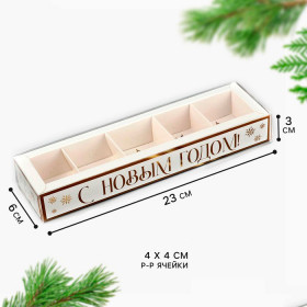 Коробка для 5 конфет с прозрачной крышкой &quot;С Новым годом&quot;