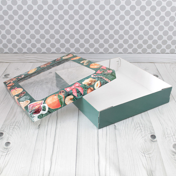 Коробка для кейтеринга, фуршета 37х37х8 "Новогодняя"