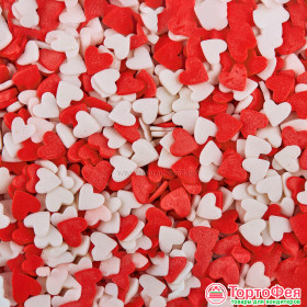 Посыпка Сердца Красные/белые 5 мм,  25 г