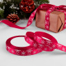 Лента атласная Вишневая "Снежинки" 1,5 см / 3 м 